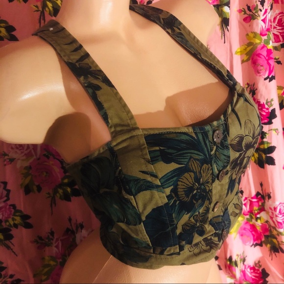 Denim & Supply Ralph Lauren Tops - Ralph Lauren palm banana leaf crop too denim green